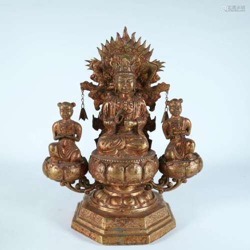 A Gorgeous Gilt-Bronze Bodhisattva Akashagarbha With