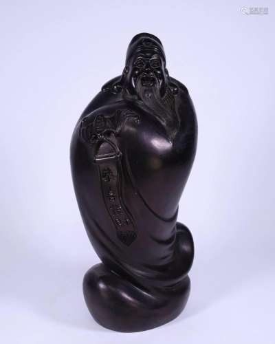 A Rare Zitan Wood God of Bliss Statue