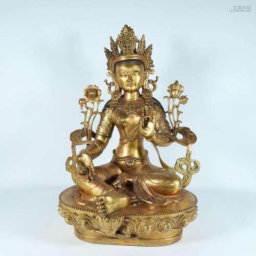 A Fine Gilt-Bronze Seated On Lotus Yellow Jambala