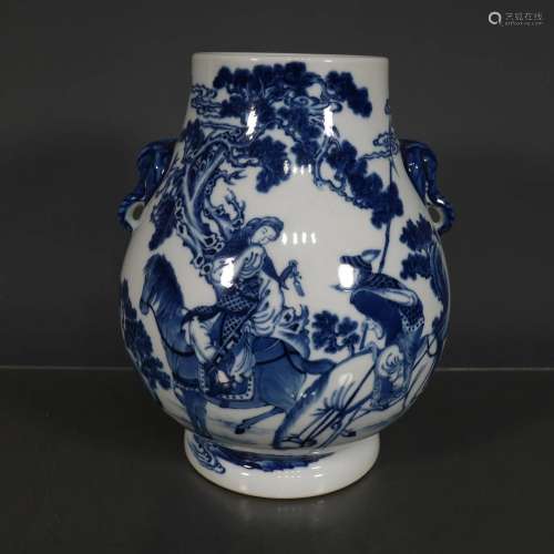 A Blue and White " Portraiture and Soldier" Zun wi...