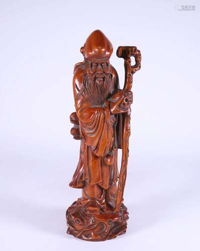 An Artistic Boxwood God of Longevity Statue