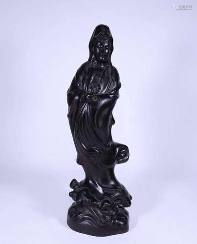 A Fine Zitan Wood Stand Guanyin Statue