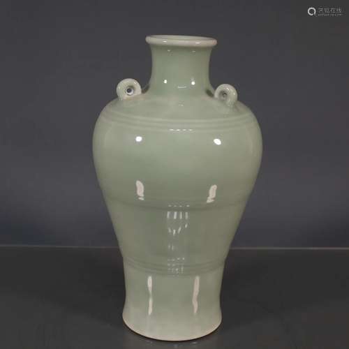 The Rare Pea Green Glazed Vase with Three Loop Handles