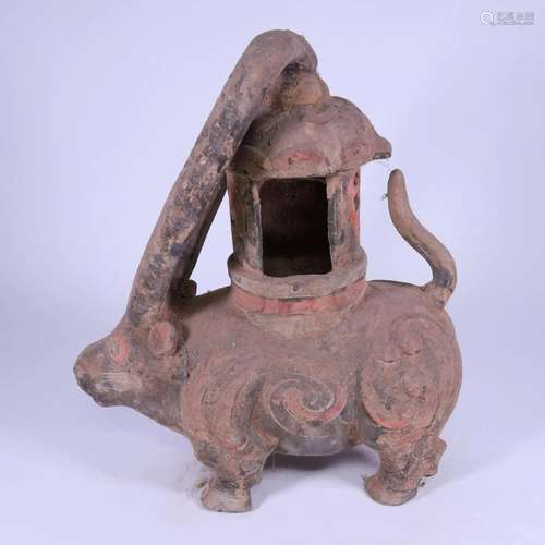 A Gorgeous Sancai Cow-Shaped Censer