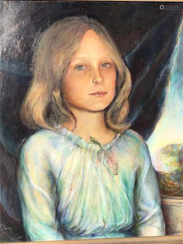 OIL PAINTING PORTRAIT OF GRIL ON CANVAS BY LINDA HARRIS