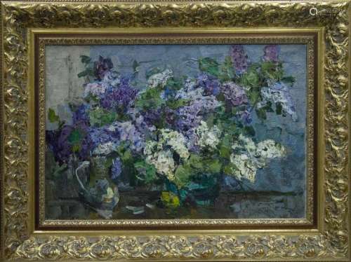 Oil painting Lilac bouquet Zakharov Fedor Zakharovich