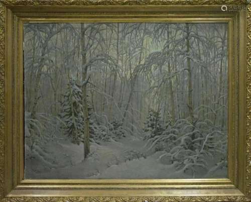 Oil painting Winter landscape Kamzolkin Evgeny