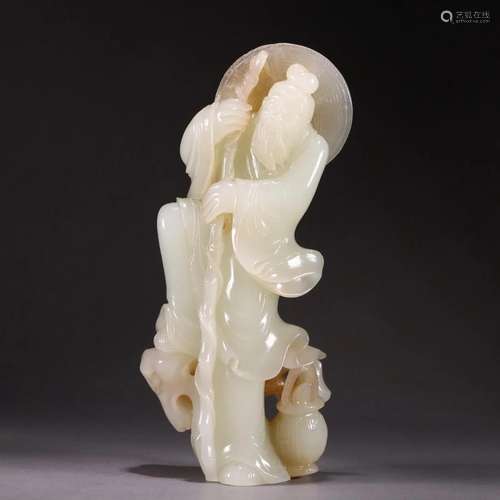 CHINESE WHITE JADE STANDING FIGURE