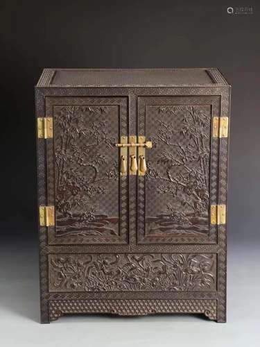 CHINESE HARDWOOD ZITAN DOUBLE DOOR SCHOLAR CABINET