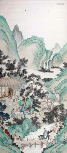 CHINESE SCROLL PAINTING OF MOUNTAIN VIEWS SIGNED BY YAO