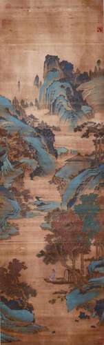 CHINESE SCROLL PAINTING OF MOUNTAIN VIEWS SIGNED BY