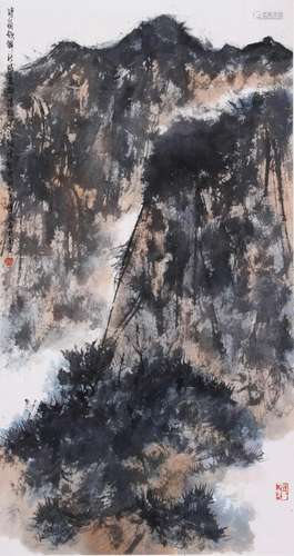 CHINESE SCROLL PAINTING OF MOUNTAIN VIEWS SIGNED BY FU