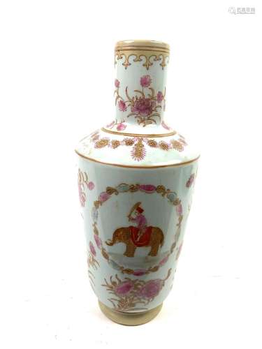 Porcelain Vase with Elephant and Figure