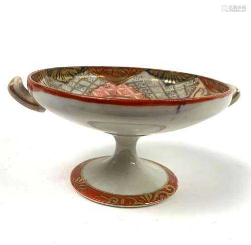 Japanese Porcelain Pedestal Dish w/ Moriage design