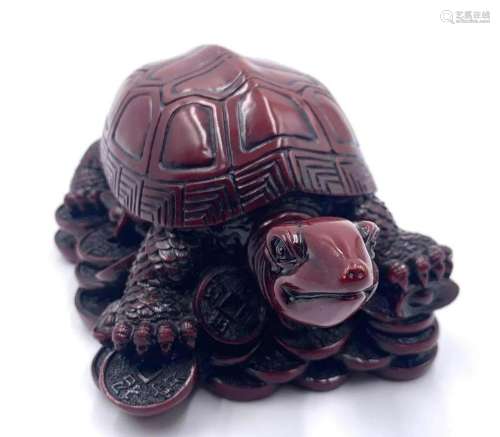 Chinese Red Resin Money Turtle