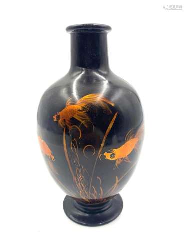 Japanese Black Lacquer Vase