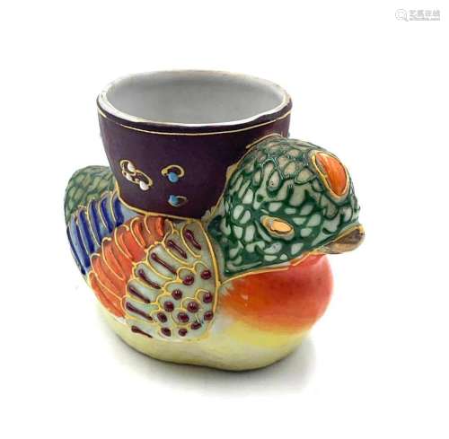 Japanese Miniature Moriage Porcelain Duck Vase