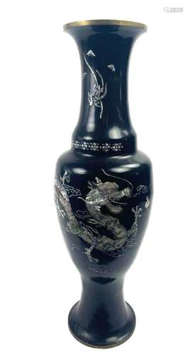 Korean Black Lacquer and Mother of Pearl Vase