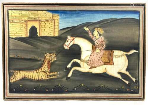 Painting of Figure on Horse with Tiger