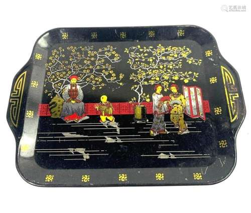 Metal Tray with Figures