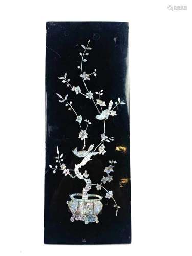 Black Lacquered Panel with Mother of Pearl