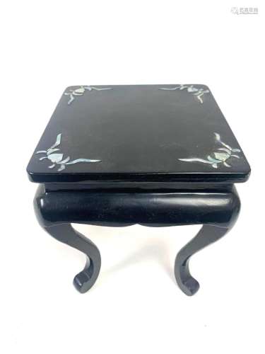 Black Lacquered Small Table with Mother of Pearl