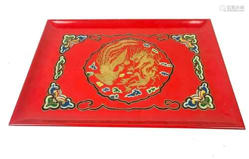 Red and Gold Dragon Tray