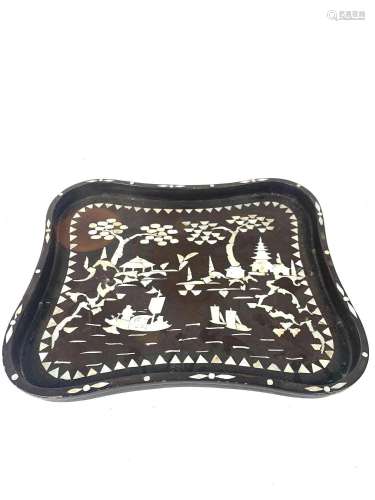 Chinese Black Lacquered Tray