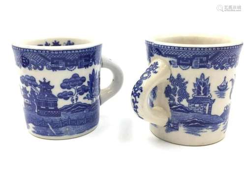 Vintage Blue Willow Coffee Mugs