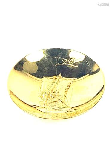 24 K Gold Decorative Small Bowl with Ship