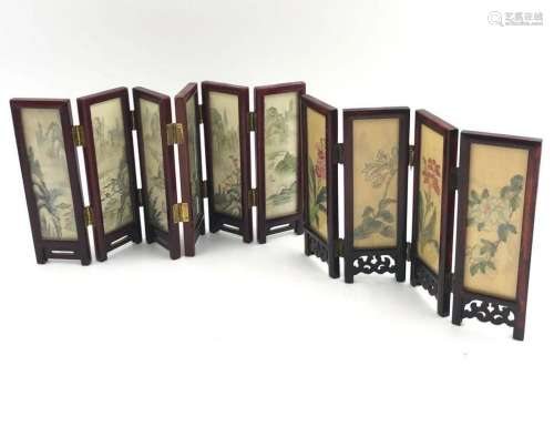 Chinese Hand Painted Miniature Folding Screens