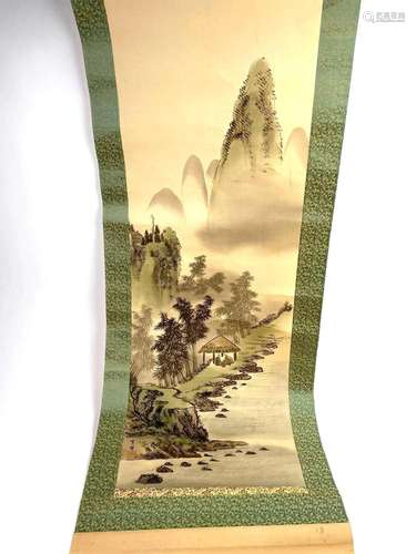 Asian Mountain Scene Scroll