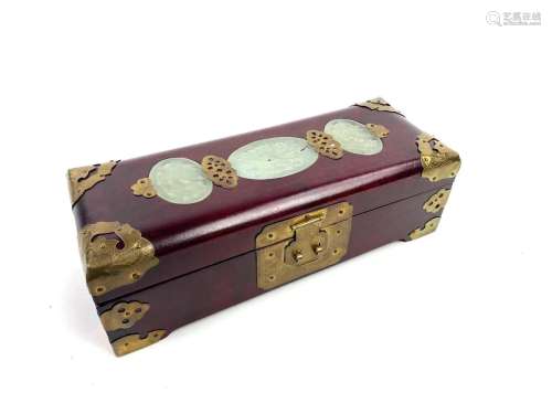 Rosewood Jewelry Box with Soapstone Carvings