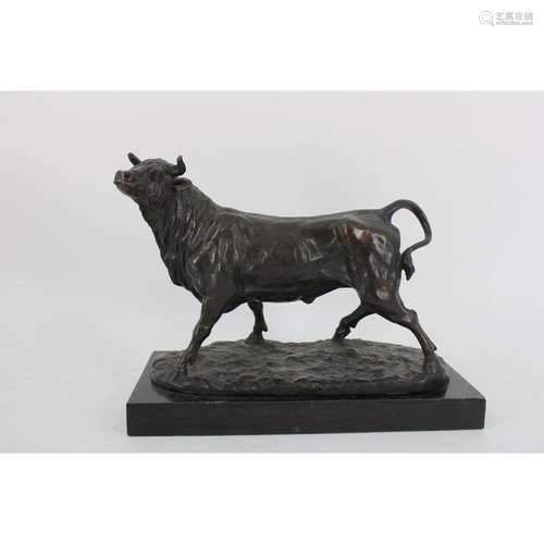 Unsigned Bronze Bull Sculpture.