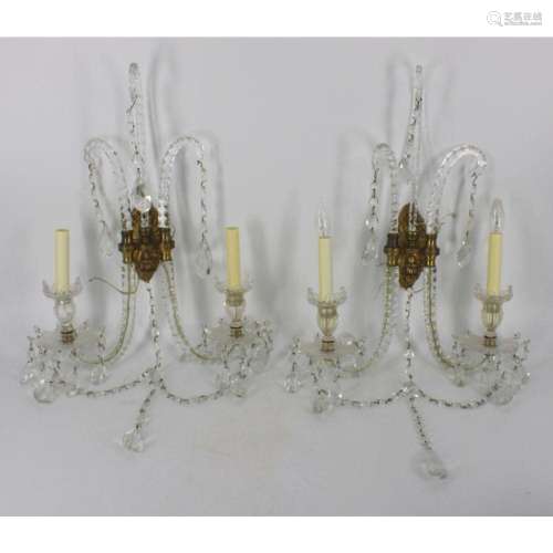 An Antique Baccarat Quality Pair Of Fine Cut Glass