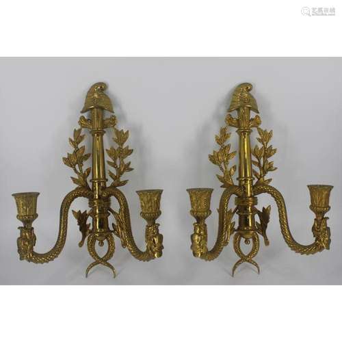 A Fine Quality Pair Of Italian Gilt Bronze Sconces