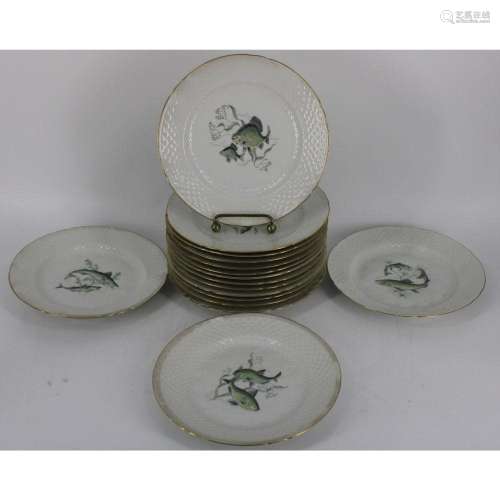 16 Bing & Grondahl Porcelain Fish Plates