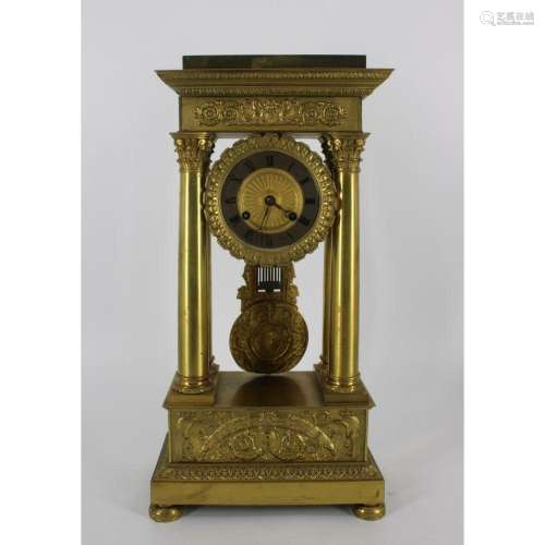Antique Bronze / Brass Column Form Clock.