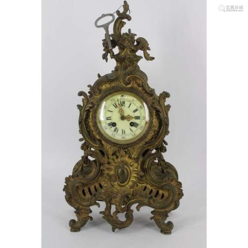 Antique Bronze Louis XV Style Mantel Clock.