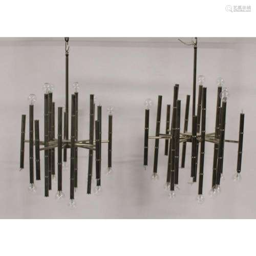 Midcentury Large Pair Of Bamboo Form Chrome