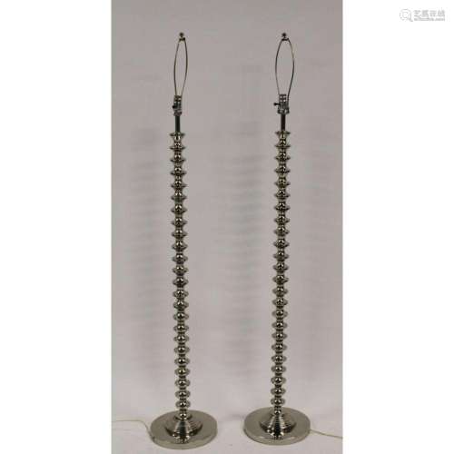 Pair Of Midcentury Style Chrome Spool Type Lamps