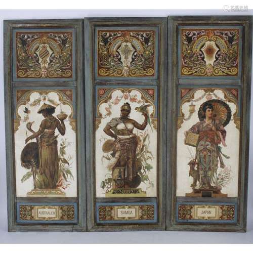 Framed Triptych Minton Quality Porcelain Plaques