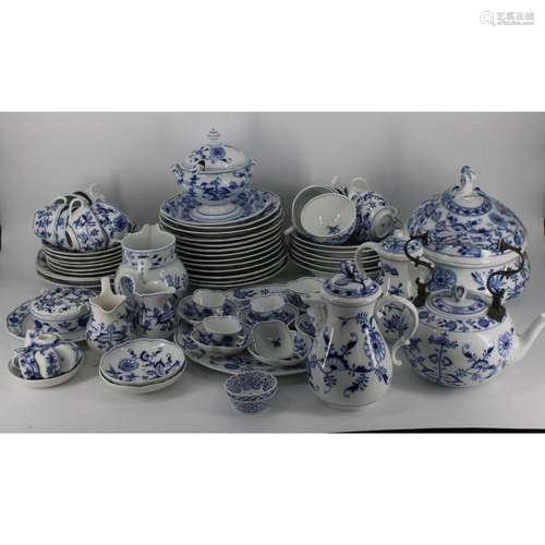 A Large Set Of Meissen Blue Onion Porcelain