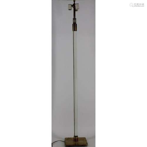 Hansen Signed Acrylic And Brass Standing Lamp.