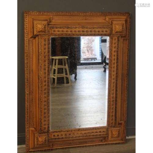 Vintage Carved Dutch Style Wood Mirror.