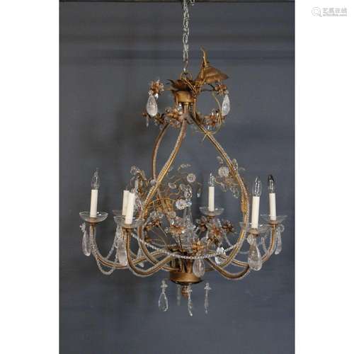 Vintage Beaded Chandelier With Rock Crystal Drops