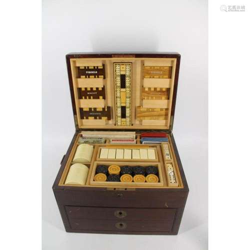 Antique Campaign Style Games Travelling Set.