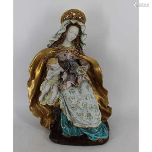 Eugenio Pattarino Italy Glazed Terracotta Madonna.