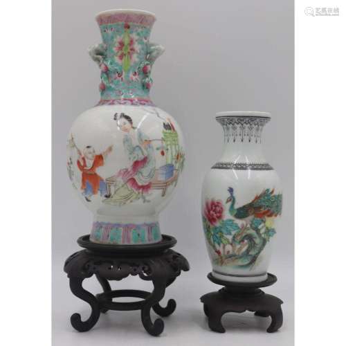 (2) Chinese Enamel Decorated Vases.