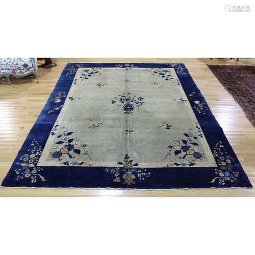 Antique And Finely Hand Woven Chinese Carpet.